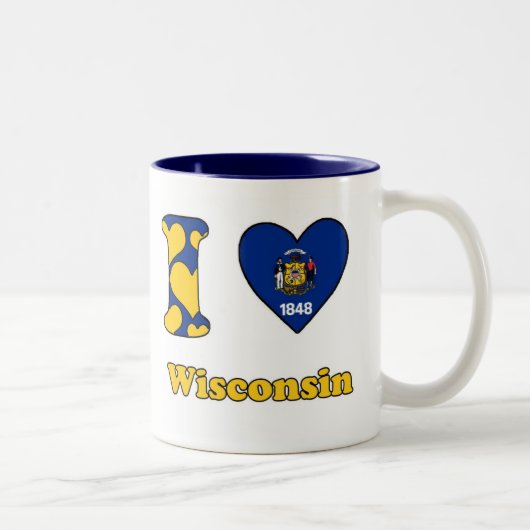 Tasse 2 Couleurs J'aime le Wisconsin (Droit)