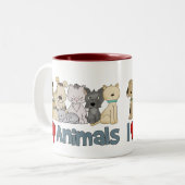 Tasse 2 Couleurs J'aime les animaux (Devant gauche)