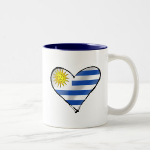 Tasse 2 Couleurs J'aime les cadeaux uruguayens de coeur de
