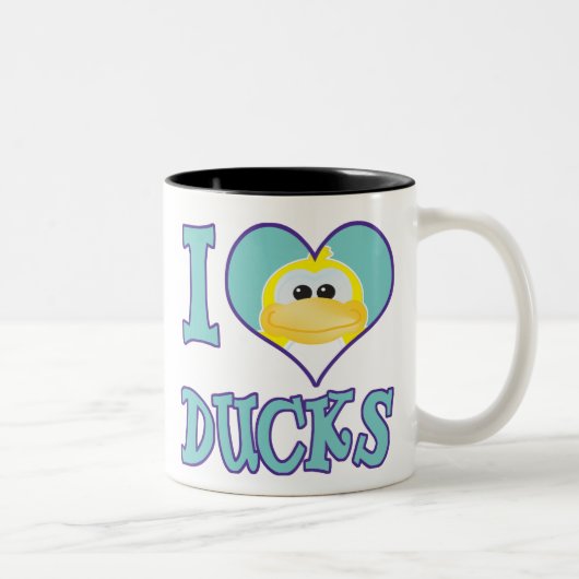 Tasse 2 Couleurs J'aime les canards (Droit)