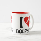Tasse 2 Couleurs J'aime les dauphins (Devant droit)