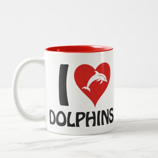 Tasse 2 Couleurs J'aime les dauphins (Gauche)