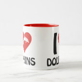 Tasse 2 Couleurs J'aime les dauphins (Centre)