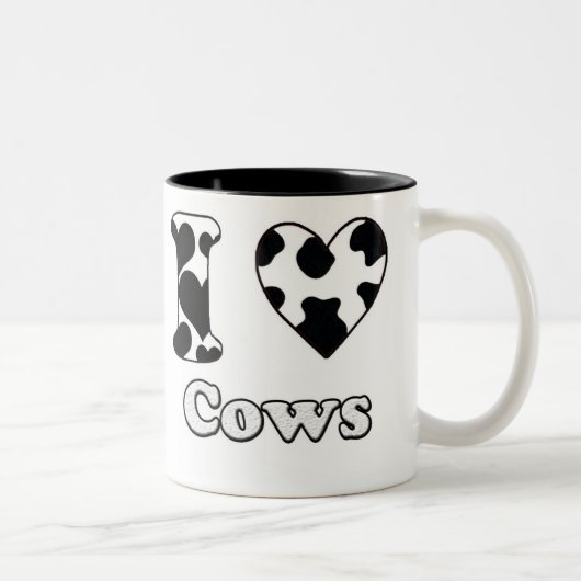 Tasse 2 Couleurs J'aime les vaches (Droit)