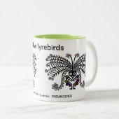 Tasse 2 Couleurs J'aime LyreBIRDS - Faune Australie - Nature (Devant droit)