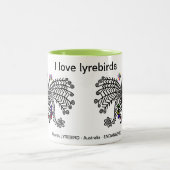 Tasse 2 Couleurs J'aime LyreBIRDS - Faune Australie - Nature (Centre)
