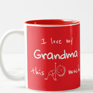 Tasse 2 Couleurs J'aime ma grand-mère Typographie Nommé Graphique R