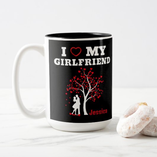 Tasse 2 Couleurs J'aime ma petite amie (Avec donut)