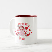 Tasse 2 Couleurs J'aime ma poupée et coeurs de chiffon d'Oma (Devant gauche)
