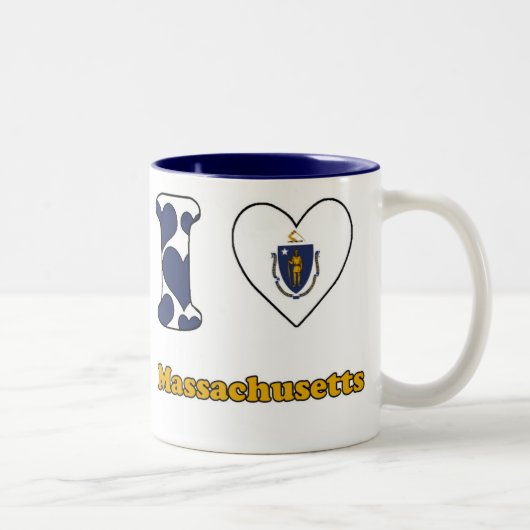 Tasse 2 Couleurs J'aime Massachusetts (Droit)