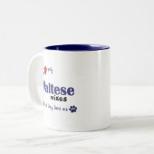 Tasse 2 Couleurs J'aime mes mélanges maltais (les chiens multiples) (Devant gauche)