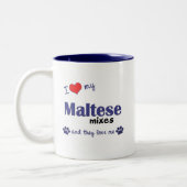 Tasse 2 Couleurs J'aime mes mélanges maltais (les chiens multiples) (Gauche)