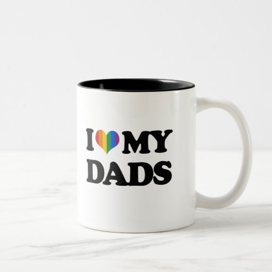 Tasse 2 Couleurs J'aime mes papas (Droit)