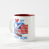 Tasse 2 Couleurs J'aime mes T-shirts et cadeaux de fils d'armée (Devant gauche)