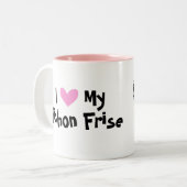 Tasse 2 Couleurs J'aime mon Bichon Frise (Devant gauche)