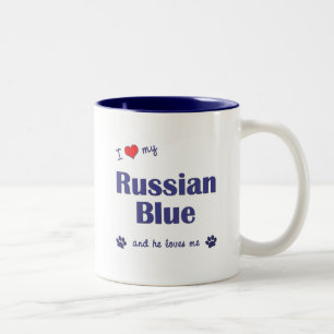Tasse 2 Couleurs J'aime mon bleu russe (le chat masculin)