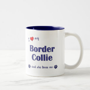 Tasse 2 Couleurs J'aime mon border collie (le chien femelle)