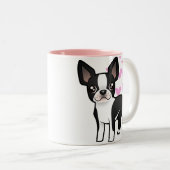 Tasse 2 Couleurs J'aime mon Boston Terrier (Devant droit)