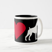 Tasse 2 Couleurs "J'aime mon boxeur " (Devant droit)