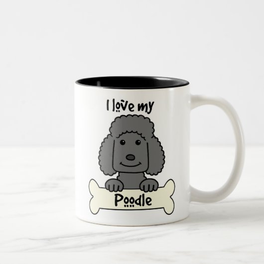 Tasse 2 Couleurs J'aime mon caniche (Droit)