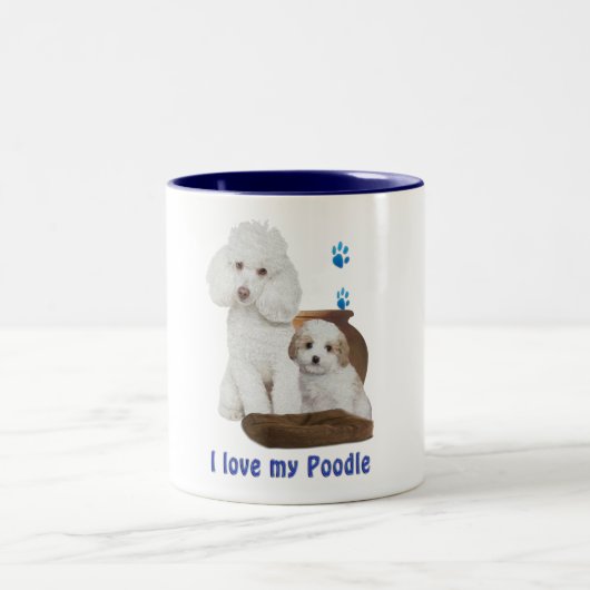 Tasse 2 Couleurs J'aime mon caniche (Centre)