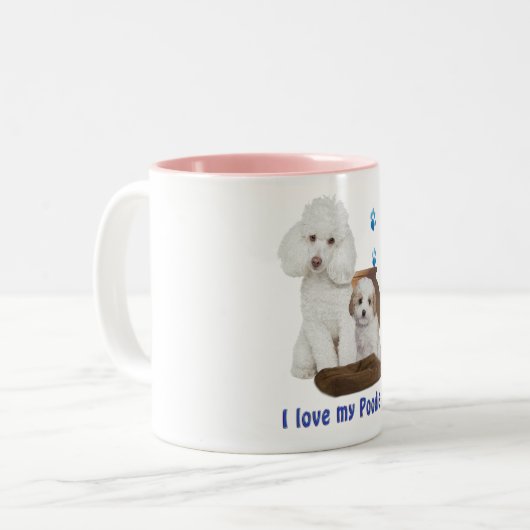 Tasse 2 Couleurs J'aime mon caniche (Devant gauche)