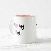 Tasse 2 Couleurs J'aime mon carlin (Devant gauche)