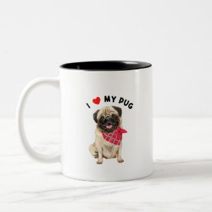 Tasse 2 Couleurs J'aime mon Carlin mignon Carlin Chien Chien Chien