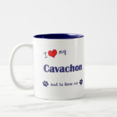 Tasse 2 Couleurs J'aime mon Cavachon (le chien masculin) (Gauche)