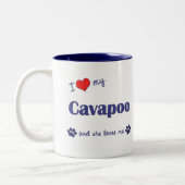 Tasse 2 Couleurs J'aime mon Cavapoo (le chien femelle) (Gauche)