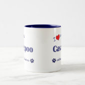 Tasse 2 Couleurs J'aime mon Cavapoo (le chien femelle) (Centre)