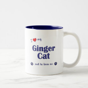 Tasse 2 Couleurs J'aime mon chat de gingembre (le chat masculin)