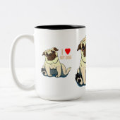 Tasse 2 Couleurs J'Aime Mon Chien (Gauche)