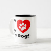 Tasse 2 Couleurs J'Aime Mon Chien (Devant gauche)