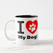 Tasse 2 Couleurs J'Aime Mon Chien (Gauche)