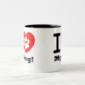 Tasse 2 Couleurs J'Aime Mon Chien (Centre)