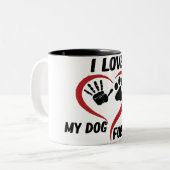 Tasse 2 Couleurs J'aime mon chien jeter l'oreiller (Devant gauche)
