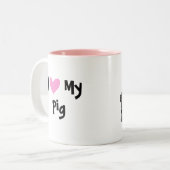 Tasse 2 Couleurs J'aime mon cochon (Devant gauche)