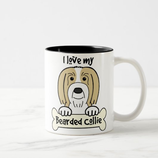Tasse 2 Couleurs J'aime mon colley barbu (Droit)