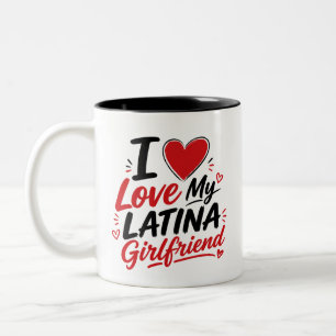 Tasse 2 Couleurs J'aime mon design de coeur de petite amie latina
