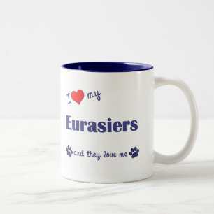 Tasse 2 Couleurs J'aime mon Eurasiers (les chiens multiples)