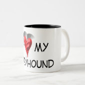 Tasse 2 Couleurs J'Aime Mon Greyhound (Devant droit)