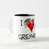 Tasse 2 Couleurs J'Aime Mon Greyhound (Devant gauche)