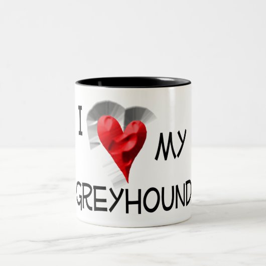 Tasse 2 Couleurs J'Aime Mon Greyhound (Centre)