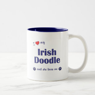 Tasse 2 Couleurs J'aime mon griffonnage irlandais (le chien