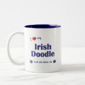 Tasse 2 Couleurs J'aime mon griffonnage irlandais (le chien (Gauche)