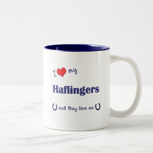 Tasse 2 Couleurs J'aime mon Haflingers (les chevaux multiples) (Droit)