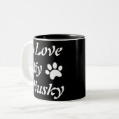Tasse 2 Couleurs J'aime mon Husky (Devant gauche)