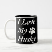 Tasse 2 Couleurs J'aime mon Husky (Gauche)