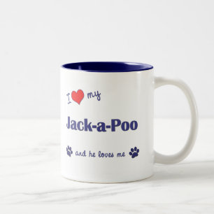 Tasse 2 Couleurs J'aime mon Jack-un-Poo (le chien masculin)